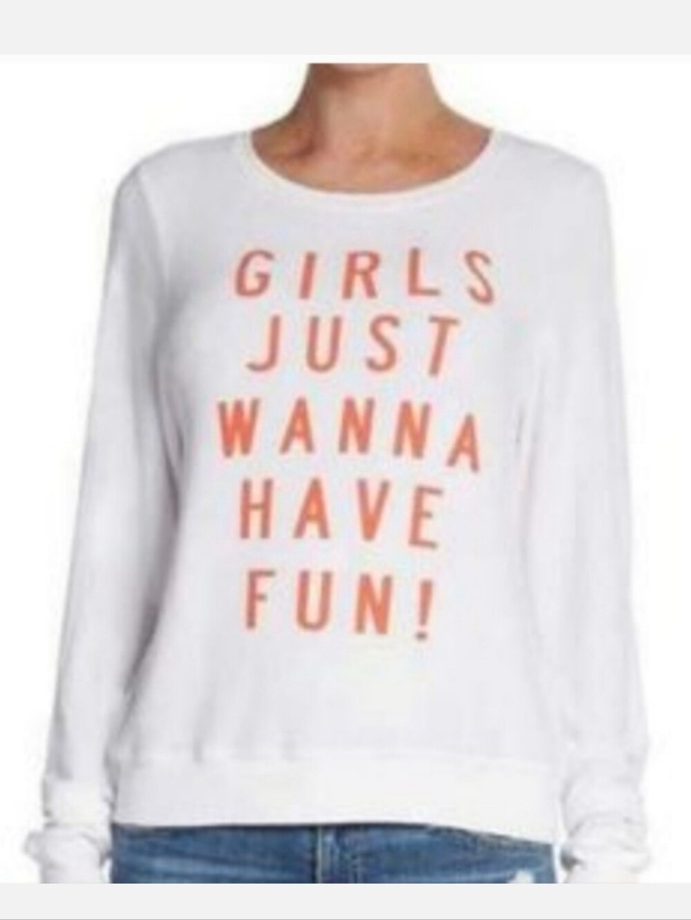 Wildfox White Long Sleeve Tee with Red Graphic Text - Picture 9 of 11